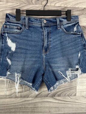 Hollister Cut-Off Shorts Women's 11/30 Blue Denim Medium Wash Distressed Classic